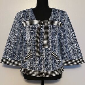 Cabi Blue and Black Cropped Blazer
